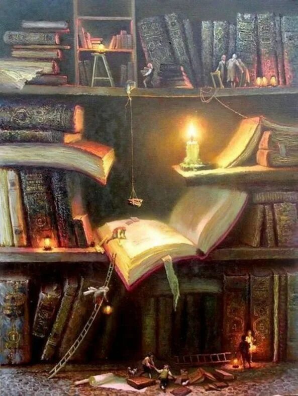 Сказка о библиотеке ночью. Волшебная книга. Книга Волшебный мир.