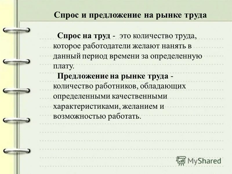 Урок рынок труда 10 класс