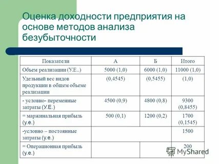 Оценка эффективности рентабельности