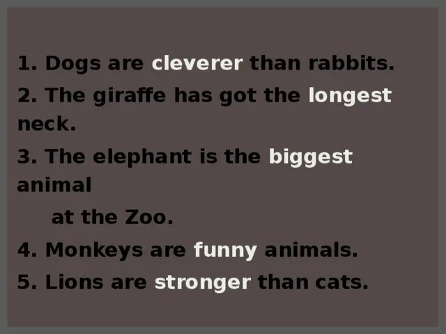 Dogs are smaller than Horses. Monkeys are Clever than Hippos. Dogs are 4 класс. Dogs is Clever или are.