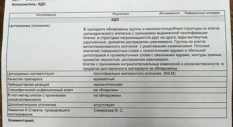 Пролиферация железистого эпителия в мазке на цитологию