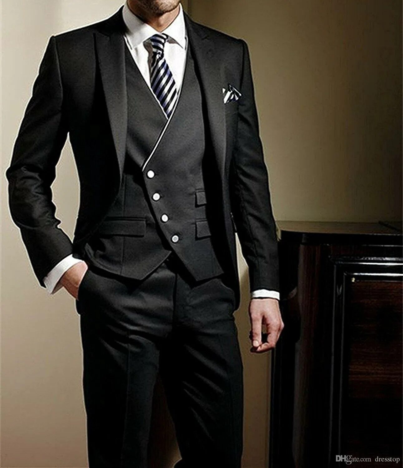 Damat костюмы черные Slim Fit
