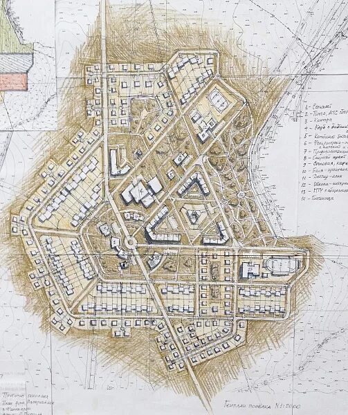 Среди 40 000 жителей города 60. Проект поселка МАРХИ. Проект планировки микрорайона МАРХИ. План поселка городского типа. Клаузура поселка на 1000 жителей.