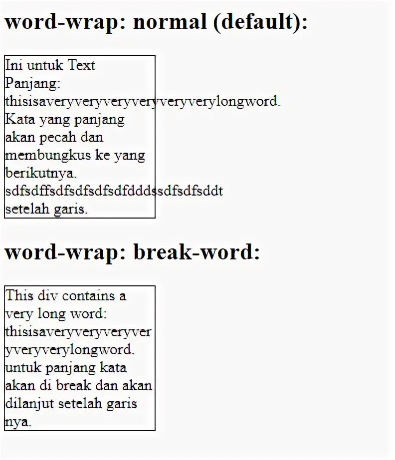 Word-Wrap: Break-Word;. Word wrap normal