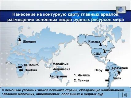 Основные районы распространения рудных ресурсов