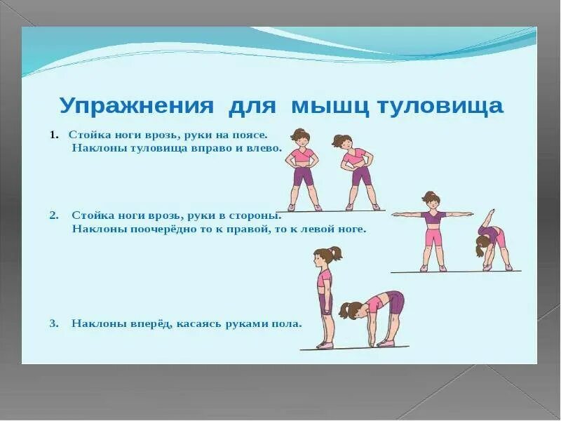 Физические упражнения список упражнений. Комплекс упражнений утренней гимнастики. Комплекс упражнений для утренней зарядки. Упражнения для физкультуры. Упражнения для зарядки для детей.