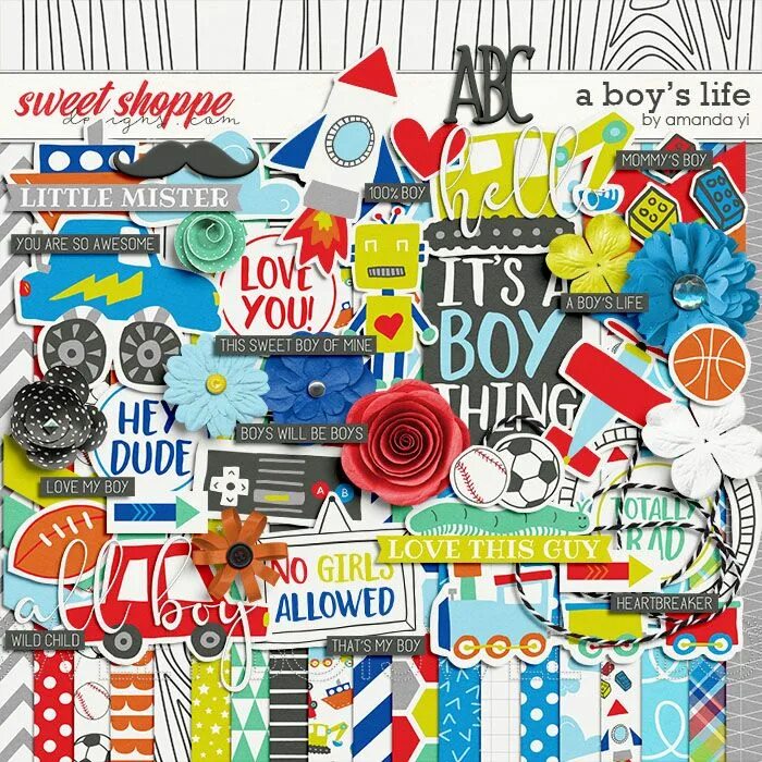 This is boys life. Scrapbooking boys. The Sweet Designs Shoppe. Sweet Shoppe Digital paper Pack. Sweetshoppe Designs.