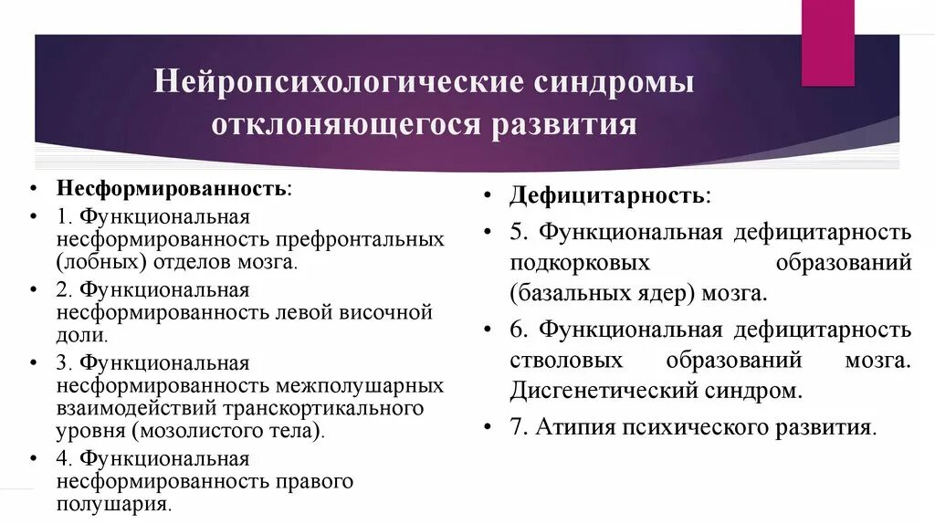 Нейропсихологические синдромы отклоняющегося развития по Семенович. Нейропсихологические синдромы по а.в Семенович. Нейропсихологические синдромы в детском возрасте таблица. Синдромы в нейропсихологии.