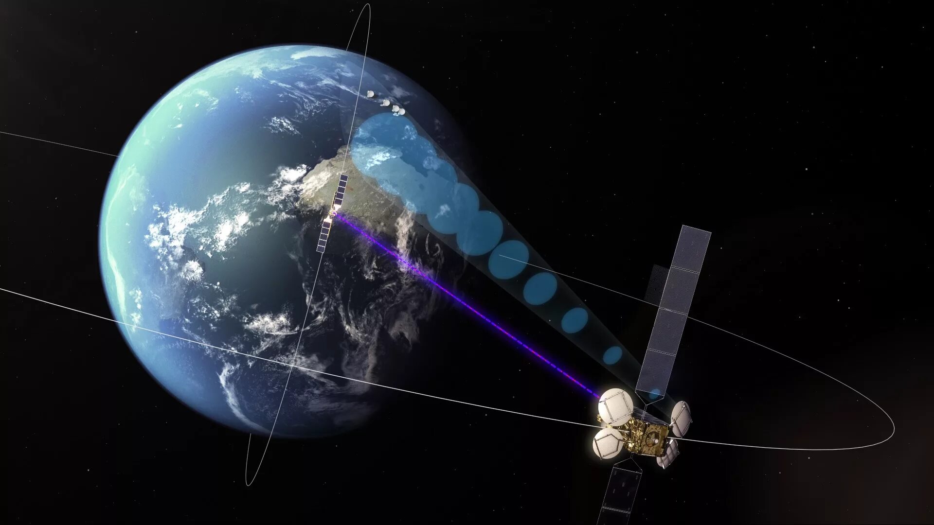Космический Спутник. Космическая радиосвязь. Спутниковые линии связи. Спутник в космосе.