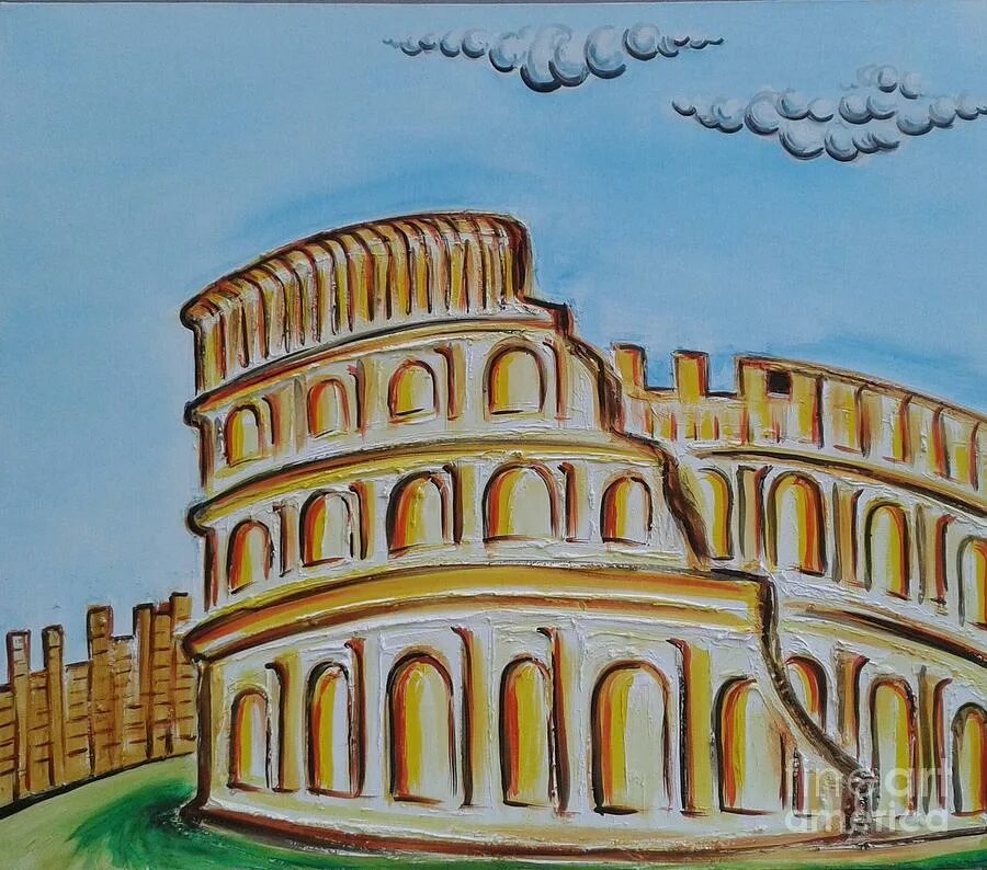 Рисунок древний рим 5 класс. Колизей в Риме рисунок. Колизей в Риме карандашом. Колизей древний Рим рисунки детей. Древний Рим Колизей для срисовки.