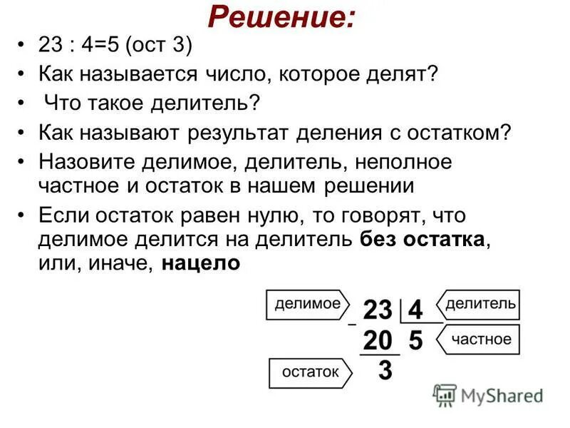 Число которое делят называется делимое. Число которое делят называется делимое