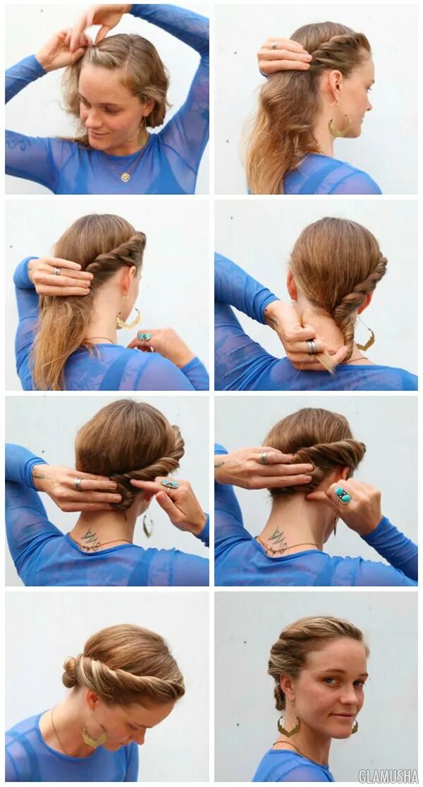 Прическа из скрученных жгутиков. Как сделать жгутик. Модные прически на длинные волосы. Плетение жгутиками на волосах. Жгутики из волос.