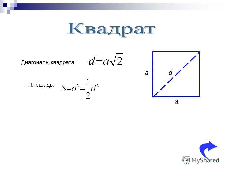 Диагональ квадрата равна 3. Площадь квадрата через его диагональ. диагональ квадрата. формула вычисления диагонали квадрата. сторона квадрата через диагональ.