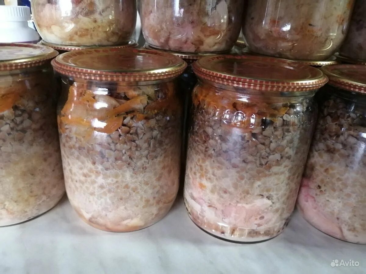 Каша с мясом в автоклаве