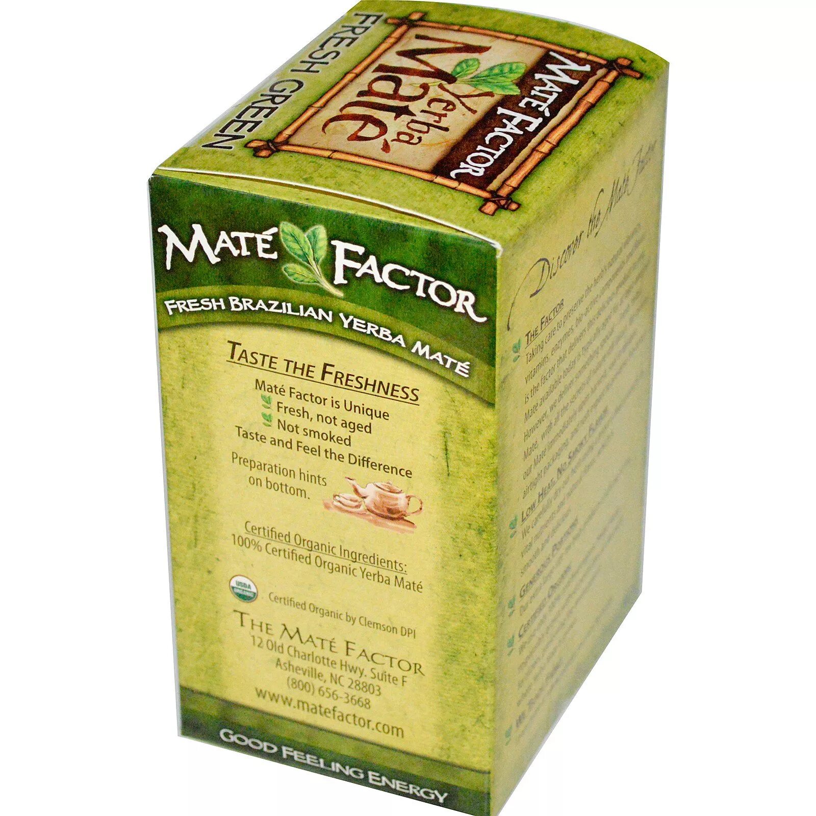Мат чай купить. Organic Yerba Mate, Fresh Green, 24 Tea Bags, 2.96. Чай Mate Factor. Чай йерба мате. Чай мате в пакетиках.