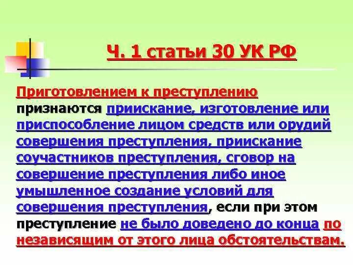 Статья 30 наказание