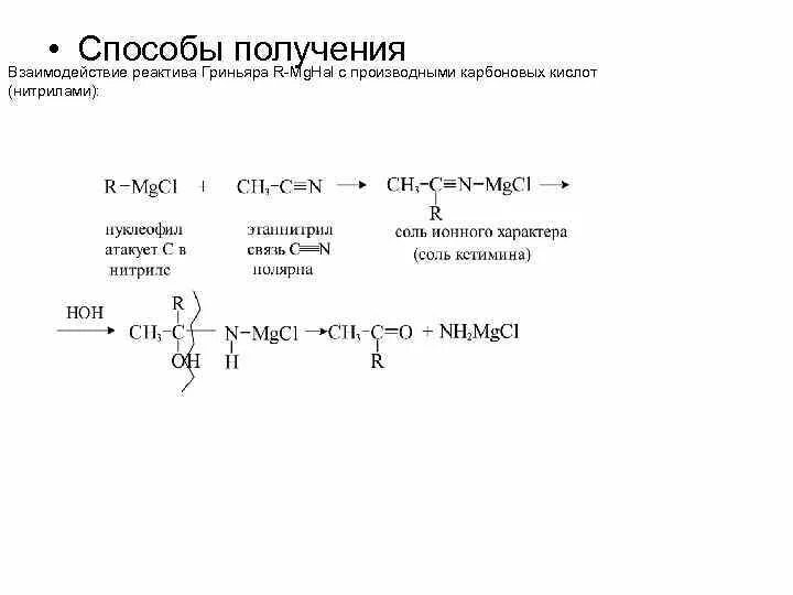 Синтез кислот с помощью реактивов Гриньяра. Синтез карбоновых кислот реакцией Гриньяра. Синтез карбоновых кислот с реактивом Гриньяра. Взаимодействие реактива Гриньяра с нитрилами карбоновых кислот. Карбоновые кислоты реактив