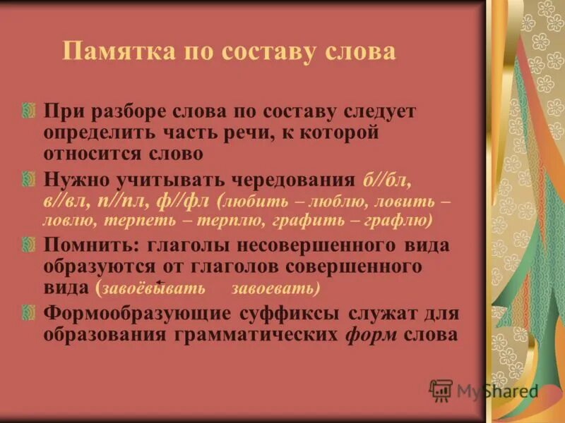 Состав слова любить. Разбор слова по составу памятка. Какой частью речи является слово. Разбор как часть речи пример. Как разобрать слово как часть речи.