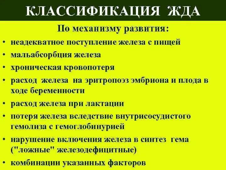 Изменения при приеме железа