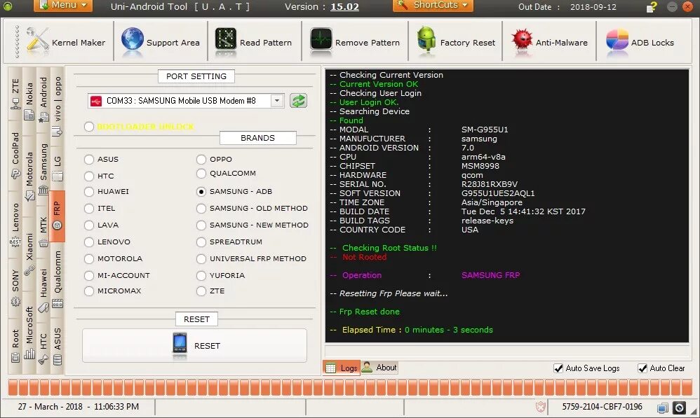 Reset status. Samsung a510 frp 8 загрузчик. universe reset. h422 factory reset status 2. обзор uni android tool.