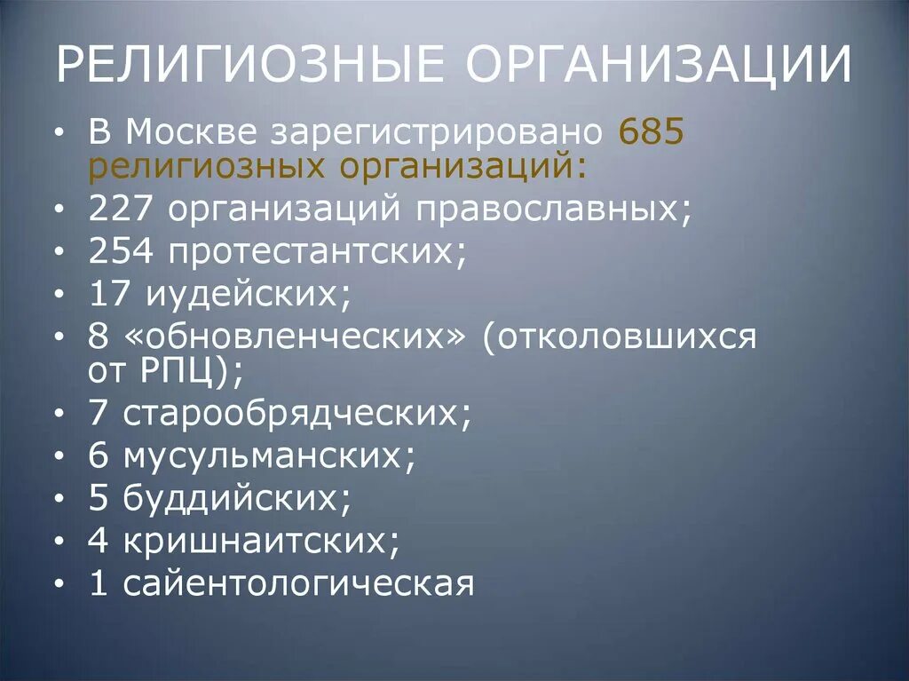 Учет религиозных организаций. Проблемы религиозных организаций в России.