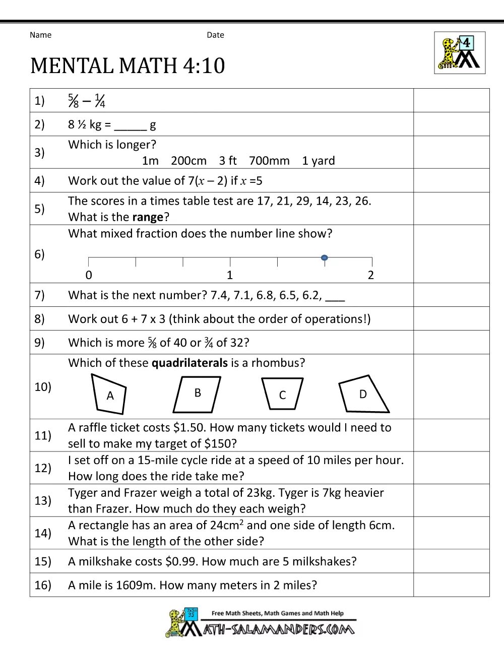 Control work 3. Mental maths. year 5 maths. worksheet mental math. math test 5.
