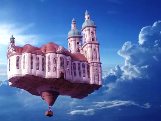 Замок на шаре. Воздушный замок. Воздушный шар замок. Летающий храм. Воздушный город.