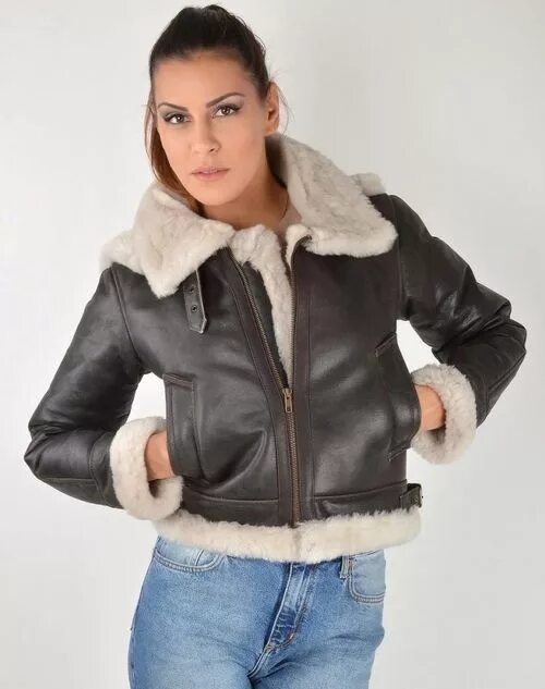 B3 shearling hat Bomber Fur military pilot World II Flying aviation air Leather 