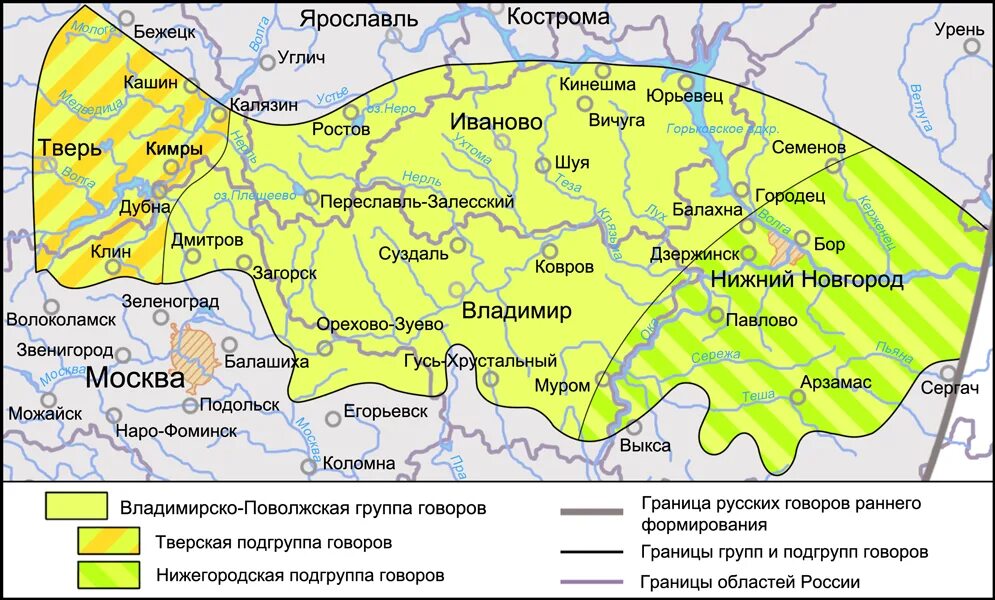 Владимирско-Поволжская группа Говоров. Карта среднерусских Говоров. Восточные среднерусские говоры. Диалекты Нижегородской области. 10 любых областей