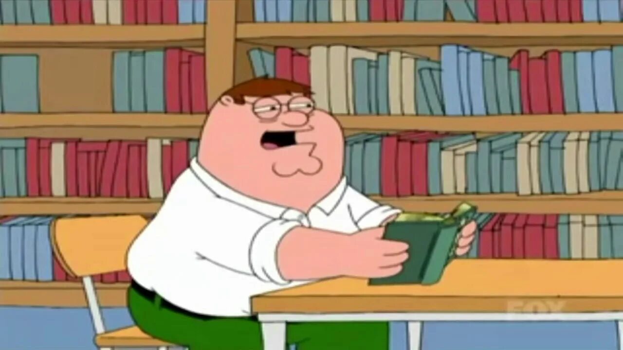 Peter reads a book
