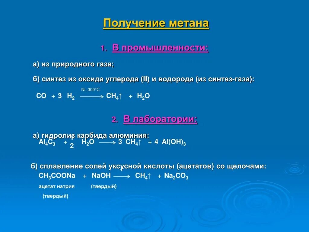 Формула реакции метана. Промышленный способ получения метана. Лабораторный способ получения метана формула. Способы получения метана из углерода. Методы синтеза метана.