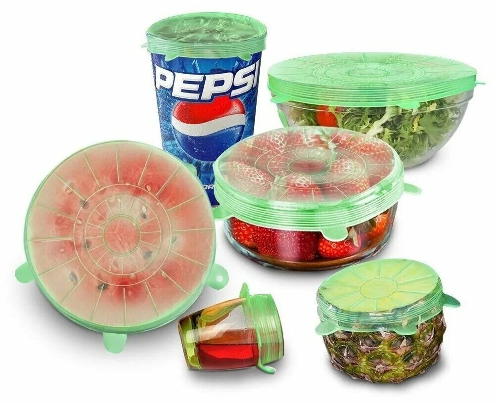 крышка пищевого силикона. набор крышек силик. силиконовые растягивающиеся крышки большого диаметра. Kp-189 многоразовые силиконовые крышки saran wrap 6шт. китчен крышка.