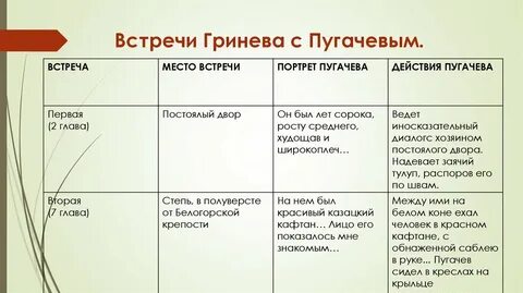 Сколько раз встречаются пугачев и гринев