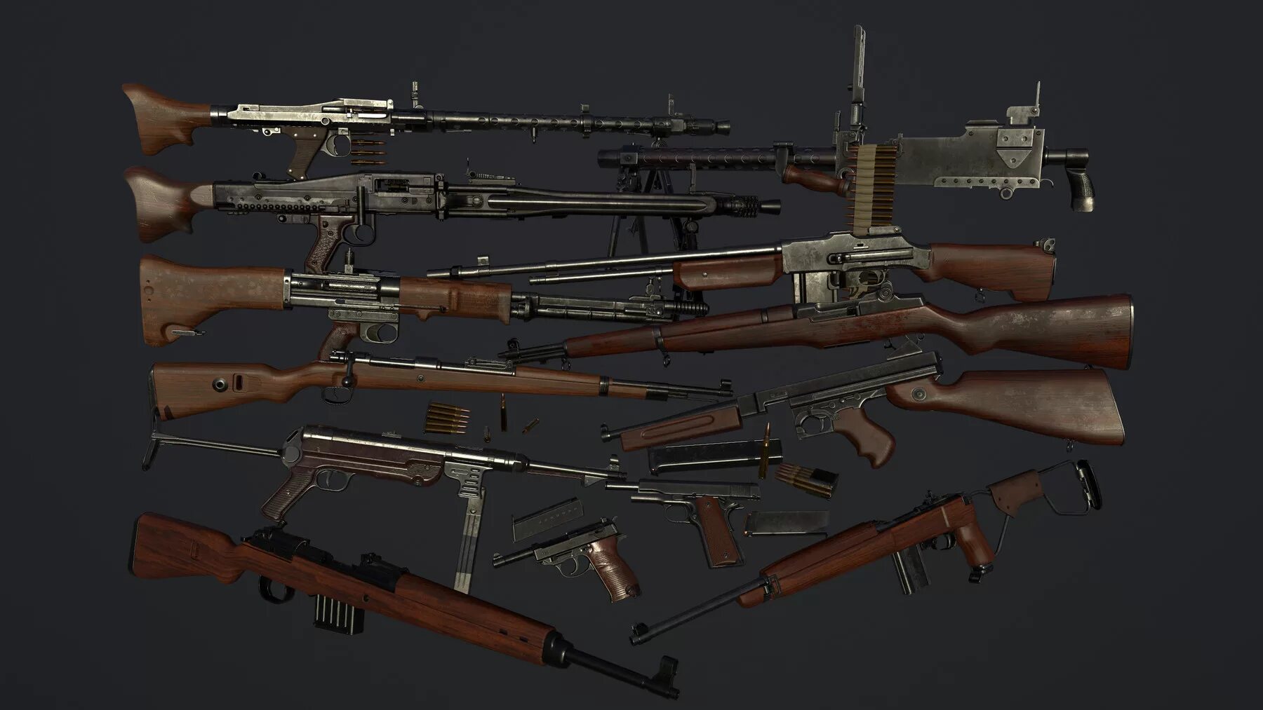 Models weapons. Оружия ww2 стг. world war 3 all weapons. 3д low poly ww2. 3д модель оружия.