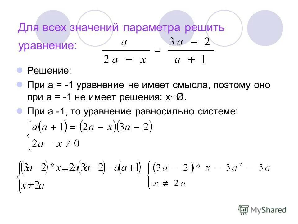 Параметр 12 решений. При всех значениях параметра а решите уравнение. для всех значений параметра а решите уравнение. уравнение не имеет смысла. уравнения с параметром.