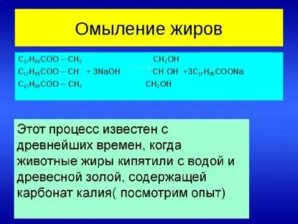 Реакцией омыления называют