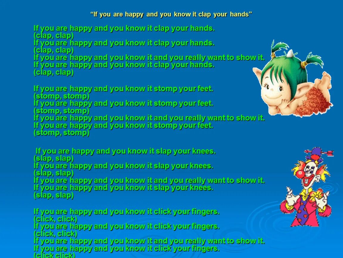 If you are Happy and you know it Clap your hands текст. If you are Happy and you know it. Clap Clap Clap your hands. Happy you and know it Clap your hands feet. If you are happy clap