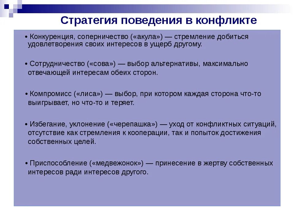 1 стратегии поведения в конфликтах. Стратегии взаимодействия в конфликте. Стратегия поведения соперничество. Избегание приспособление соперничество компромисс сотрудничество. Стратегия поведения в конфликте компромисс.