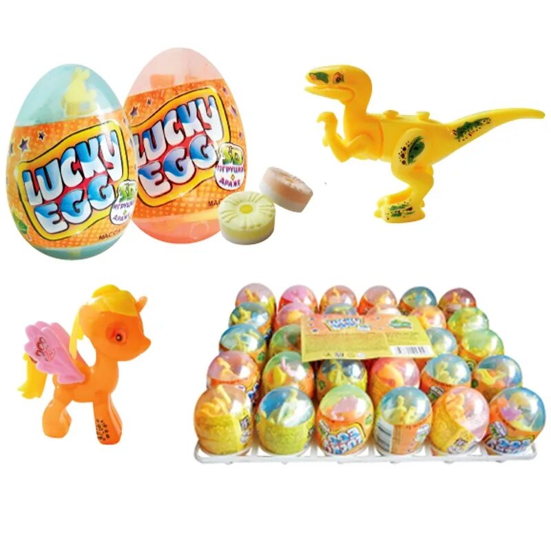 Игрушка в пласт. Яйце с драже "Lucky Egg"1. Игрушка "Lucky Egg" с драже, 1г*30шт.*12. Яйцо Единорожки 5г кт94182 игр. С драже/18шт/6бл (Конфитой). Пластмассовые яйца с игрушкой.