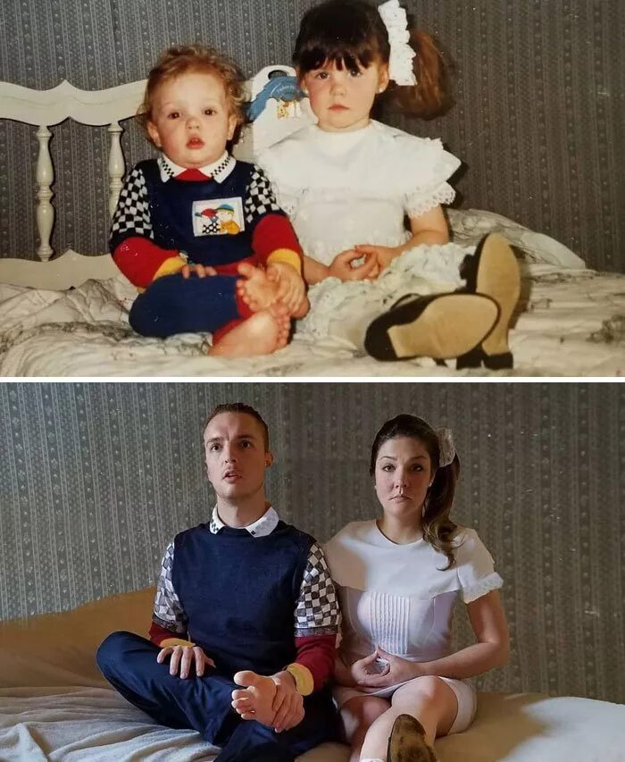 Люди спустя 10 лет. Воссоздание детских снимков. воссоздание детских фотографий. фотографии спустя года. год спустя.
