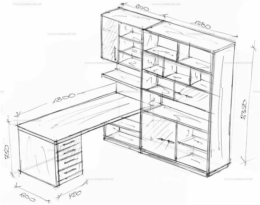 На рисунке изображены тумба и стеллаж. Эскиз корпусной мебели. Чертежи мебели. Корпусная мебель чертеж. Эскизы мебели с размерами.