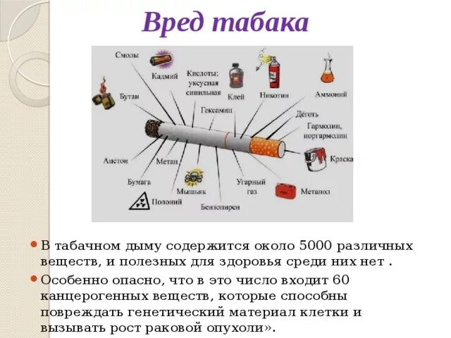 Что содержит никотин. Табакокурение вещества содержащиеся в табаке. Вред табачной продукции. Вред курения на организм человека.
