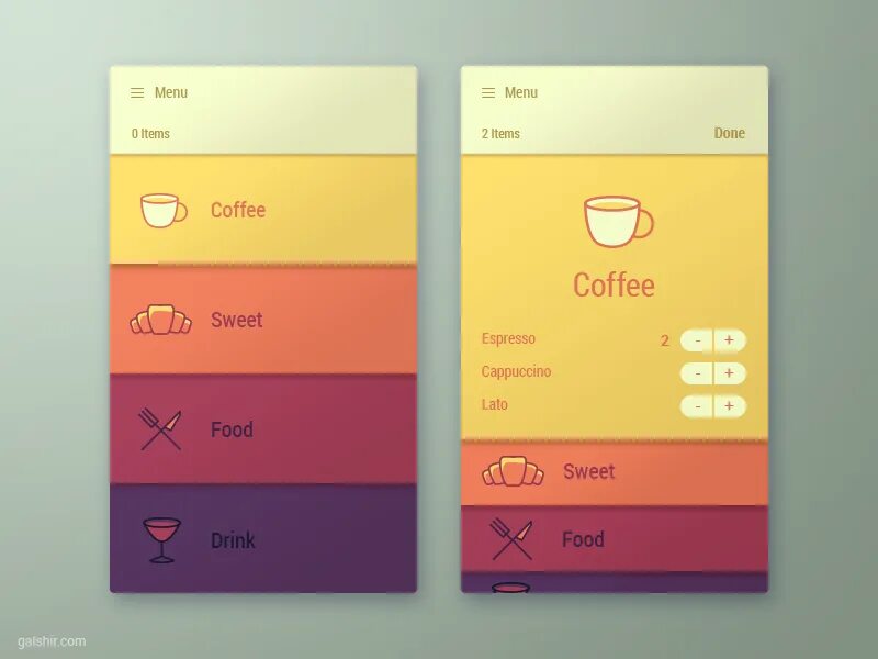 Menu interface