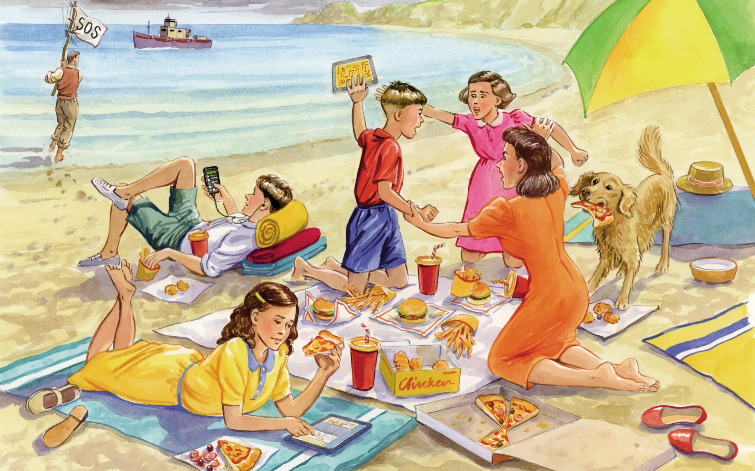 Describing holidays. Летние рисунки. Пляж иллюстрация. Летние впечатления. Летние каникулы.
