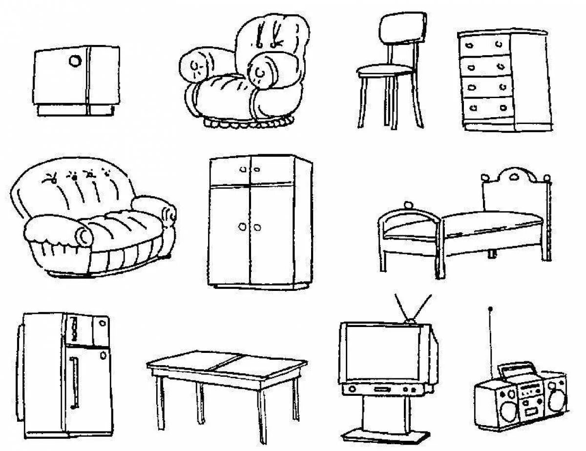 Занятие средняя группа тема мебель. Раскраска "мебель". Раскраска мебель для малышей. Мебель разукрашки для детей. Мебель рисунок.