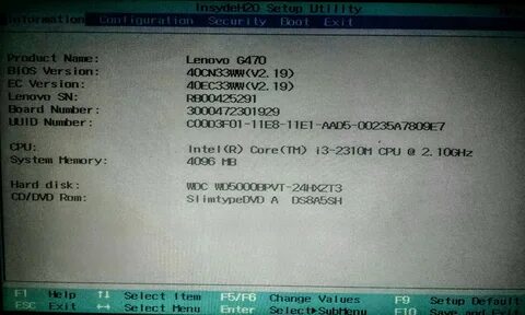 Lenovo g570 биос
