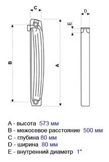 Межосевое расстояние радиатора отопления биметаллические
