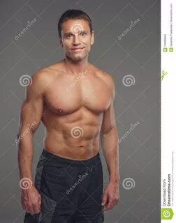 Shirtless Muscular Middle Age Man. 