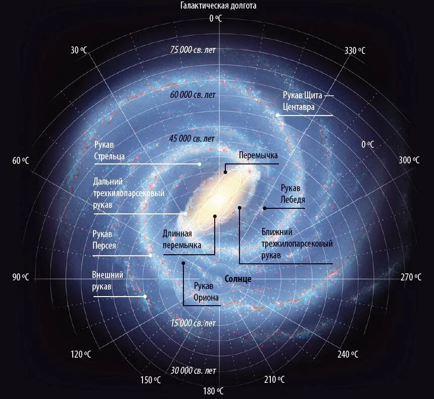 Где расположен центр нашей галактики. Галактика Млечный путь строение нашей Галактики. Солнечная система в галактике Млечный путь схема. Политическая карта Галактики Млечного пути. Структура Галактики Млечный путь.