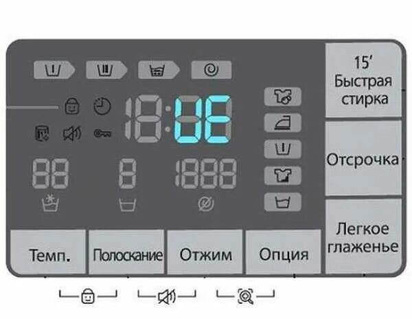 Что означает на машинке ue. Стиральная машина LG обозначения на дисплее. Стиральная машина LG значки на дисплее. Знаки на дисплее стиральной машины LG. Стиральная машина Samsung значки на дисплее.